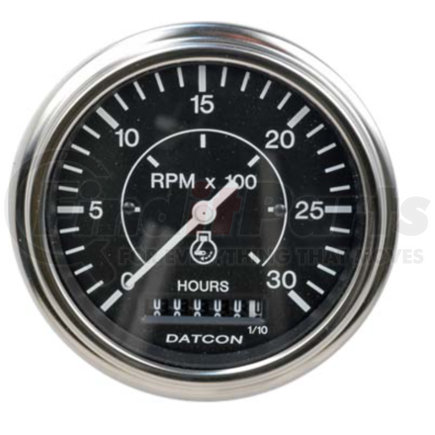 103749 by DATCON INSTRUMENT CO. - Tachometer with Hourmeter (86mm/3.375”) Datcon Instruments, Tachometer/Hourmeter, Electric, 0-3000 RPM/ 0-99999.9 Hrs., 12V