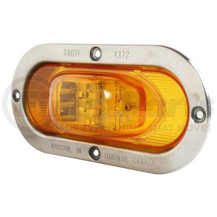 542633 by GROTE - SuperNova Oval LED Side Turn/Marker, Yellow, Male-Pin Termination, w/ Stainless Steel Theft-Resistant Flange