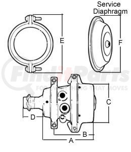 1212012 by HALDEX - Air Brake Combination Wedge Brake Chamber - Type 1212, 1.75" Stroke, 6" Tube Length, Rockwell