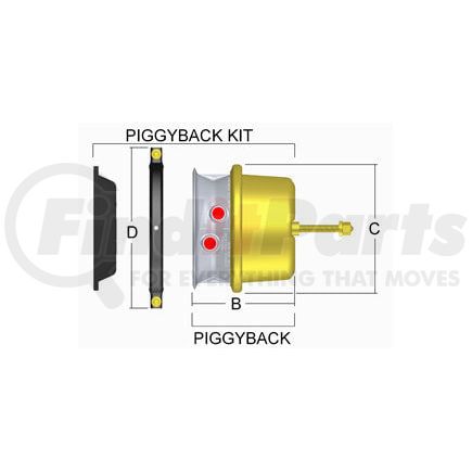 LP3030K by HALDEX - Air Brake Spring Brake - Type 30/30, 2.5" Stroke, with Bolted Clampband and Diaphragm