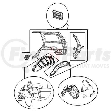 55137010AB by CHRYSLER - Body D-Pillar Molding Retainer - Rear, Passenger Side, fits 2003-2004 Jeep Grand Cherokee