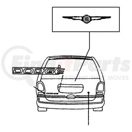 HS30RWH by CHRYSLER - Liftgate Decal - "Dodge", Brilliant White, fits 1994-1998 Dodge Caravan and Grand Caravan