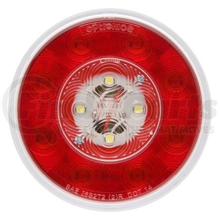 STL201RB by REDNECK TRAILER - Optronics Red 4in Round LED S/T/T Light w/Built-in Back-up