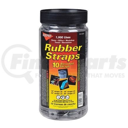 K06361 by REDNECK TRAILER - Keeper Tarp Strap, EPDM Rubber, Black, 10-Pack Jar, Assorted Lengths