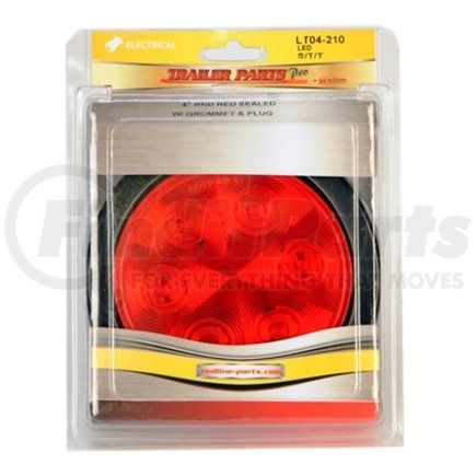 LT04-210 by TRAILER PARTS PRO - Redline 4in Round LED Stop/Turn/Tail w/Grommet & Pigtail
