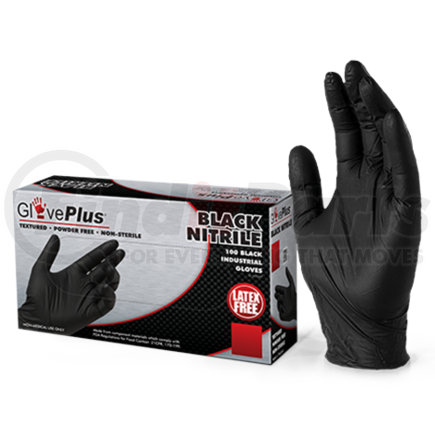 GPNB48100XL by AMMEX GLOVES - GlovePlus Nitrile Industrial Latex Free Disposable Gloves | Black | 5-6 mils | XL | Box of 100