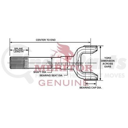 750NYSM2712 by AXLETECH - Meritor Genuine Yoke Shafts - Spline Male Yoke