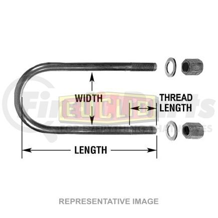 E-UB5161-22 by EUCLID - U-Bolt Assembly - Round Bend, 7/8 -14 Thd. x 3 W x 22 L