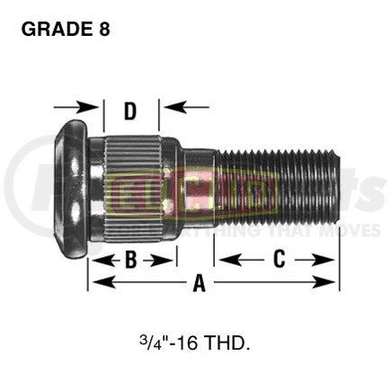 E-5719-L by EUCLID - Euclid Wheel End Hardware - Wheel Stud, Single End, LH