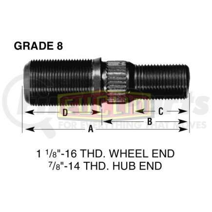 E-5922-L by EUCLID - Euclid Wheel End Hardware - Wheel Stud, Double End, LH