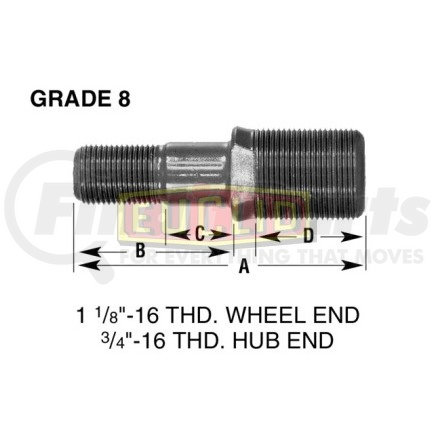 E-3723-L by EUCLID - Euclid Wheel End Hardware - Wheel Stud, Double End, LH