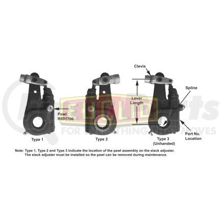 E11406 by EUCLID - Air Brake Automatic Slack Adjuster - 6 in. Arm, 37 Spline, 1.625 in. Diameter, for 30 Chamber