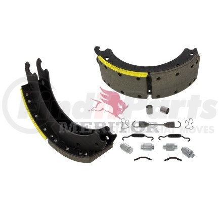 XKEG24702QP by MERITOR - Drum Brake Shoe Kit - 4.00" Width, Black Dip Coating, for 15.00" Brake Diameter