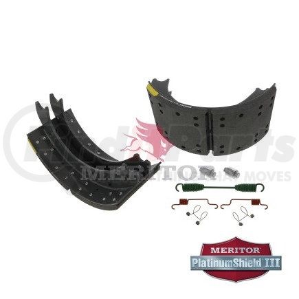 KMG14709ES2 by MERITOR - Drum Brake Shoe and Lining Kit - 7.00" Width, Platinum Shield III Coating, for 16.50" Brake