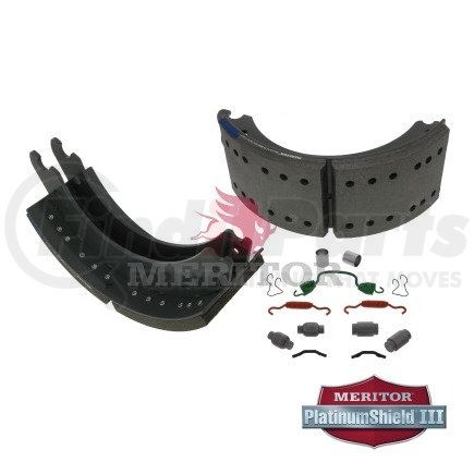 KMG24715QP by MERITOR - Drum Brake Shoe Kit - 6.00" Width, Platinum Shield III Coating, for 16.50" Brake