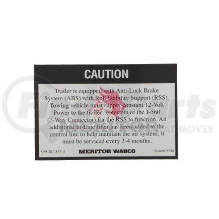 S8992018334 by WABCO - Adhesive Label