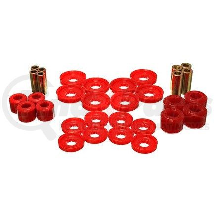 53142R by ENERGY SUSPENSION - Control Arm Bushing Set; Red; Front; Performance Polyurethane;