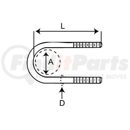 175643LN by REDNECK TRAILER - 3/8 x 1 3/4 x 4-1/4 Round U-bolt