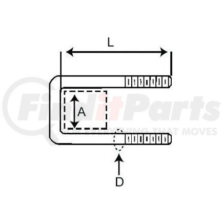 1753223LN by REDNECK TRAILER - 1/2 x 1-1/2 x 5 Square U-bolt