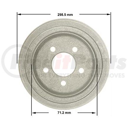 PDR0810 by BENDIX - Brake Drum - Rear, 10", Cast Iron, Natural, 5 Lug Holes, 4.5" Bolt Circle