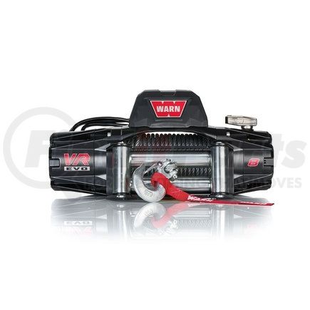 103250 by WARN - Vehicle Mounted; Vehicle Recovery Winch; 12 Volt Electric; 8000 Pound Line Pull Capacity; 94 Foot Wire Rope; Hawse Fairlead; Wired Remote; Planetary Gear Drive; Requires Winch Carrier or Winch Mount