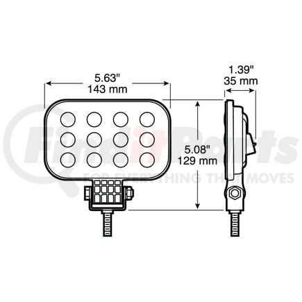 M906-MV by PETERSON LIGHTING - 905/906 LED Pedestal-Mount Work Lights - 3" x 5" rectangle, stripped leads