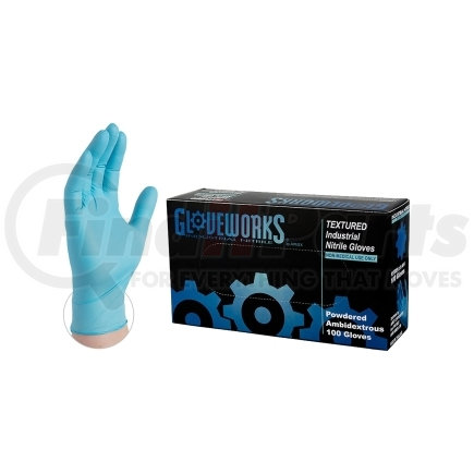 IN44100M by AMMEX GLOVES - Gloveworks Nitrile Industrial Powdered Disposable Gloves | Blue | 5-6 mils | Medium | Box of 100