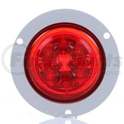 TL10289R by TRUCK-LITE - 10 Series Low Profile LED Clearance Marker Light - 8 Diode, 12V, Gray Polycarbonate Flange Mount, PL-10, .180 Bullet Terminal/Ring Terminal, Kit, Red Round