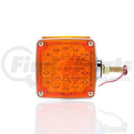 TL2753 by TRUCK-LITE - LED Pedestal Light - Signal-Stat, Red/Yellow Square, 24 Diode, LH, Dual Face, Vertical Mount, Side Marker, 2 Wire, 1 Stud, Chrome, Stripped End/Ring Terminal