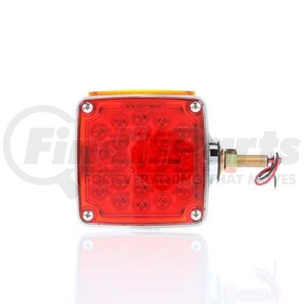 TL2756 by TRUCK-LITE - LED Pedestal Light - Signal-Stat, Red/Yellow Square, 24 Diode, RH, Dual Face, Vertical Mount, Side Marker, 2 Wire, 1 Stud, Chrome, Stripped End/Ring Terminal