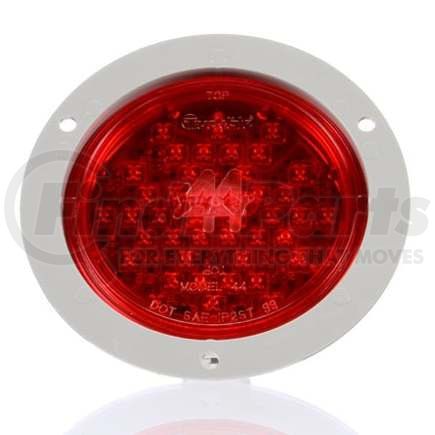 TL44222R by TRUCK-LITE - Brake / Tail / Turn Signal Light - For Super 44, LED, Red, Round, 42 Diode, Gray Flange Mount, 12 Volt