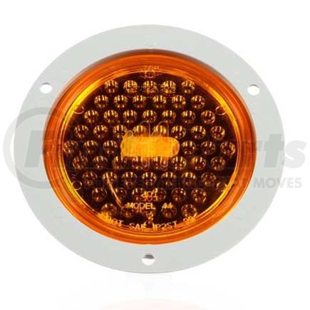 TL44223Y by TRUCK-LITE - Turn Signal / Parking Light - For Super 44, LED, Yellow Round, 60 Diode, Gray Polycarbonate, Flange Mount, 12 Volt, Fit 'N Forget S.S.