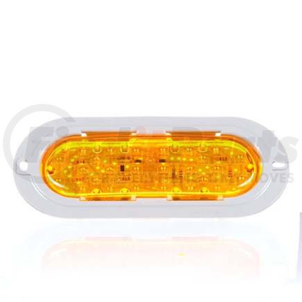 TL60272Y by TRUCK-LITE - Auxiliary Light - For 60 Series, LED, Yellow Oval, 26 Diode, Gray Flange Mount, Fit 'N Forget S.S., 12 Volt