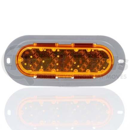 TL60282Y by TRUCK-LITE - 60 Series, Sequential Arrow, LED, Yellow Oval, 25 Diode, Auxiliary Turn Signal, Gray Flange Mount, Fit 'N Forget S.S., 12V