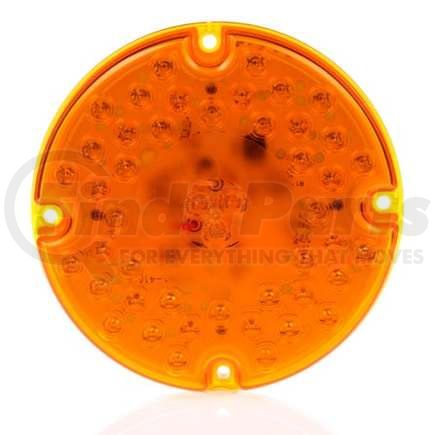 TL91243Y by TRUCK-LITE - LED Turn Signal Light - 91 Series, Yellow Round, 47 Diode, Rear Turn Signal, 4 Screw, Hardwired, Stripped End, 12V