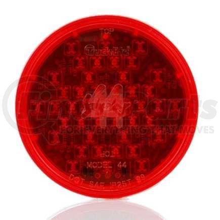 TL44002R by TRUCK-LITE - LED Stop/Turn/Tail Light - Super 44, Red, Round, 42 Diode, Black Grommet Mount, Fit 'N Forget S.S., Straight PL-3 Female, 12V, Kit