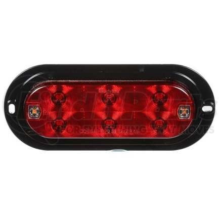 TL60555R by TRUCK-LITE - 60 Series LED, Red/Clear, Oval, 8 Diode, Stop/Turn/Tail & Back - Up, Black Flange Mount, Reflectorized, Fit 'N Forget 4 Pin S.S., 12V