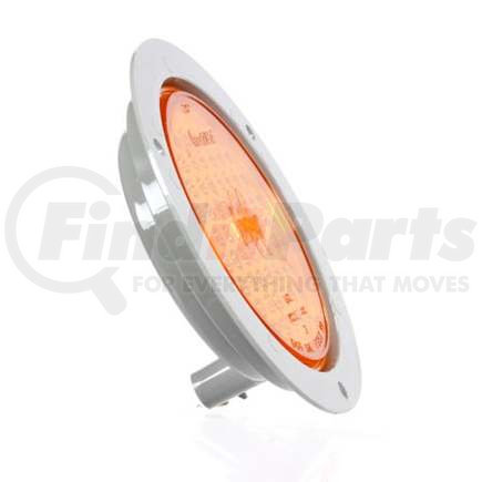 TL44223Y by TRUCK-LITE - Turn Signal / Parking Light - For Super 44, LED, Yellow Round, 60 Diode, Gray Polycarbonate, Flange Mount, 12 Volt, Fit 'N Forget S.S.