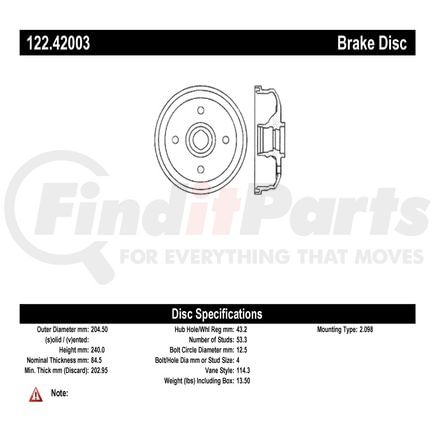 122.42003 by CENTRIC - Centric Premium Brake Drum