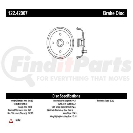122.42007 by CENTRIC - Centric Premium Brake Drum
