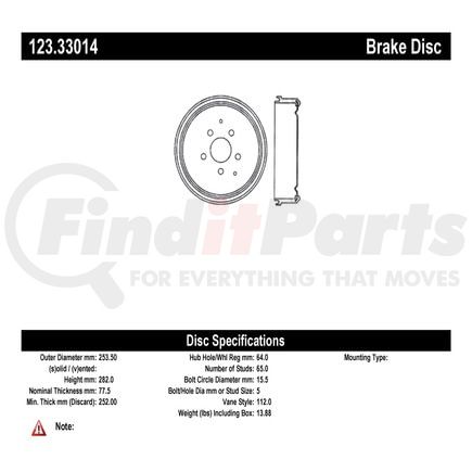 Centric 123.33014 Brake Drum Standard Brake Drum