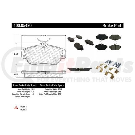 100.05420 by CENTRIC - Centric Original Equipment Formula Brake Pads with Hardware
