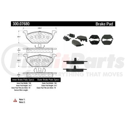 300.07680 by CENTRIC - Centric Premium Semi-Metallic Brake Pads with Shims and Hardware