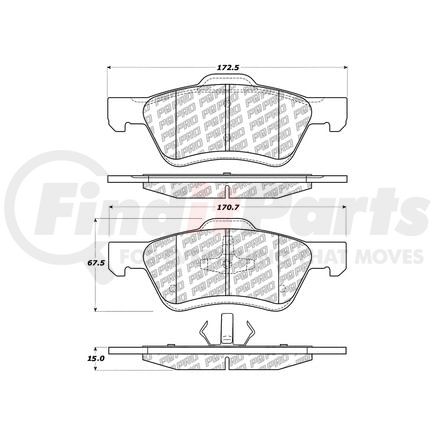 500.10472 by CENTRIC - PQ PRO Disc Brake Pads with Hardware
