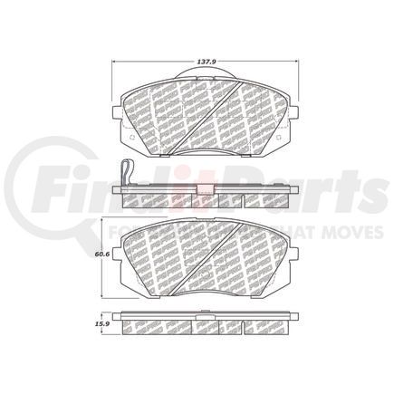 500.12950 by CENTRIC - PQ PRO Disc Brake Pads with Hardware