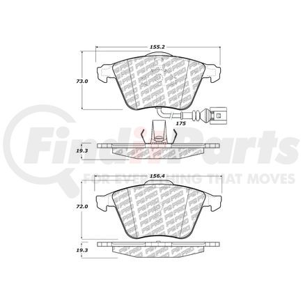 500.11110 by CENTRIC - PQ PRO Disc Brake Pads with Hardware