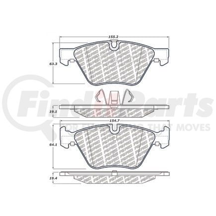 500.10611 by CENTRIC - PQ PRO Disc Brake Pads with Hardware