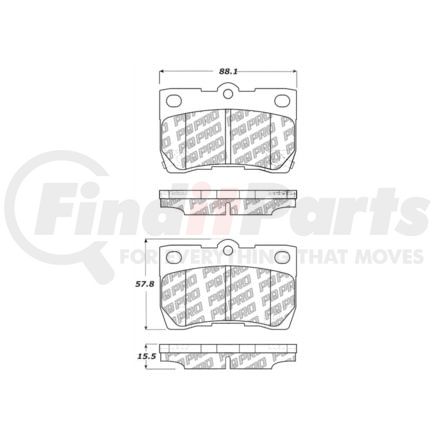 500.11131 by CENTRIC - PQ PRO Disc Brake Pads with Hardware