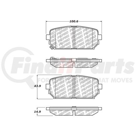 500.1296 by CENTRIC - PQ PRO Disc Brake Pads with Hardware