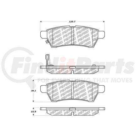 500.11000 by CENTRIC - PQ PRO Disc Brake Pads with Hardware